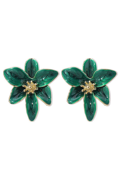 Colorful Enamel Flower Stud Earrings