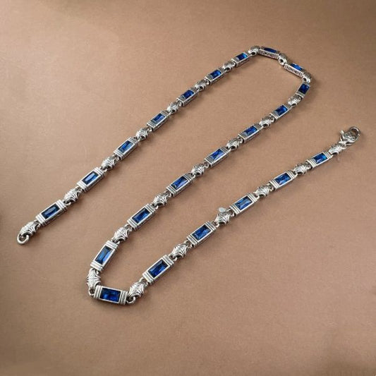 Sterling Silver Heavy Duty Turkish Style Tangleweed Zirconia Necklace