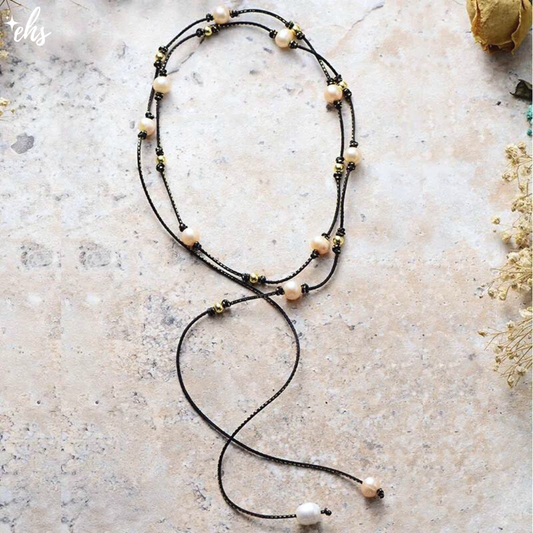 Black String Pearl Necklace