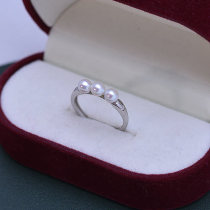 4-4.5mm Freshwater Pearl Ring & 925 Sterling Sliver