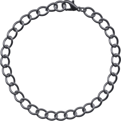 Gunmetal 6mm Curb Bracelet Chain - 8 Inches