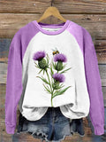 Comstylish Scottish Thistle Watercolor Art Print Cozy Sweatshirt