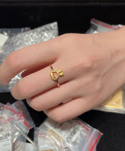 Gold Sterling Silver Overgild Little Rabbit Rings