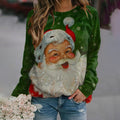 Comstylish Christmas Santa Claus Printed Round Neck Sweatshirt