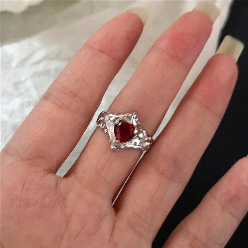 Y2k Gothic Animal Spider Crimson Crystal Ring
