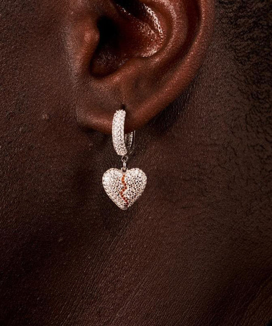 Silk Sterling Silver Broken Heart Drop Earrings