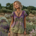 Vintage Tree Of Life Purple Floral Hot Diamond Gradient Color T-shirt artswardrobe