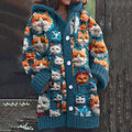 Vintage Cute Cat Art Button Cozy Cardigan Sweater elevenforest