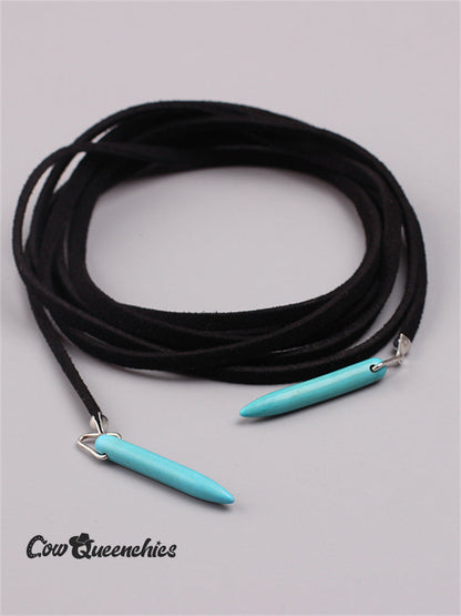 Western Turquoise Pendant Leather Necklace