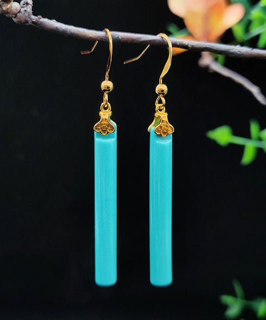 Green 14k Gold Turquoise Drop Earrings