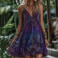 Vintage Pansy Floral Applique Beaded Art Linen Midi Dress artswardrobe