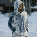 Comstylish Women's Vintage Viking Celtic Knot And Wolf Pattern Color-blocked Comfortable Plush Hoodie