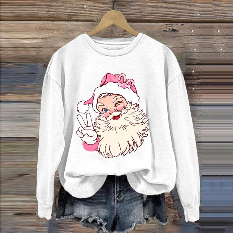 Comstylish Women's Cute Santa Claus Print Sweatshirt
