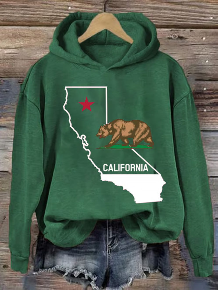 Comstylish Women's Hot California Wildfire Print Hooded Sweatshirt