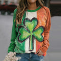 Comstylish Women's St.Patrick's Day Clover Print Casual Sweatshirt