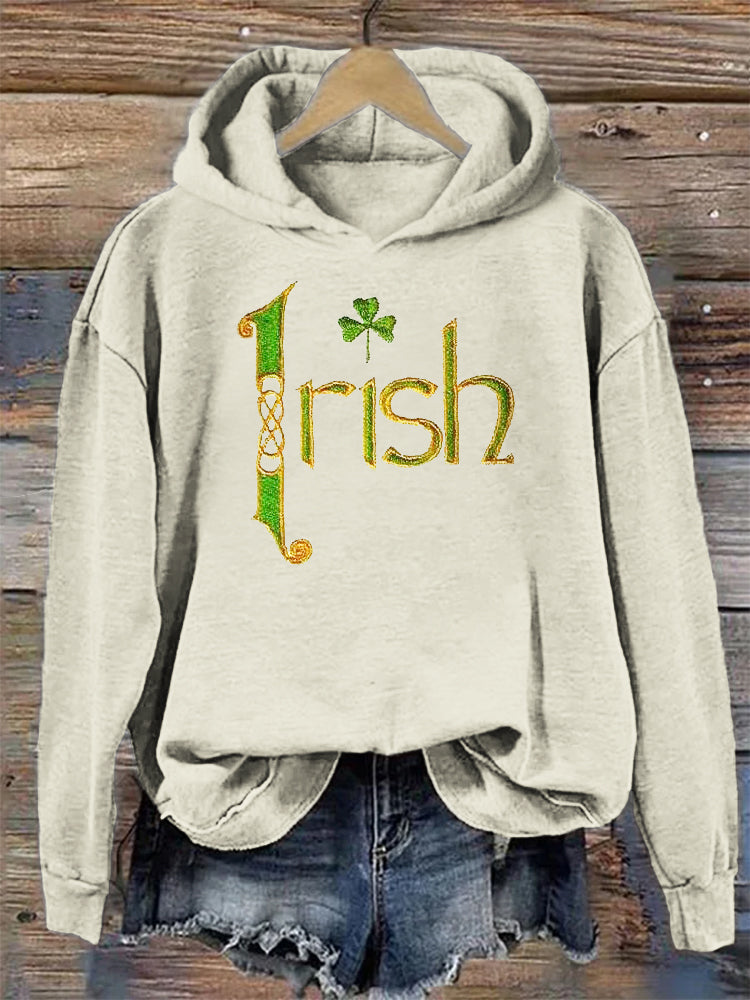 Comstylish Irish Shamrock Embroidered Women's Hoodie