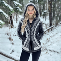 Women's Vintage Celtic Knot Jacquard Cozy Knit Hooded Cardigan artswardrobe