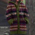 Vintage Icelandic Floral Knitted Warm Women's Cardigan Sweater artswardrobe