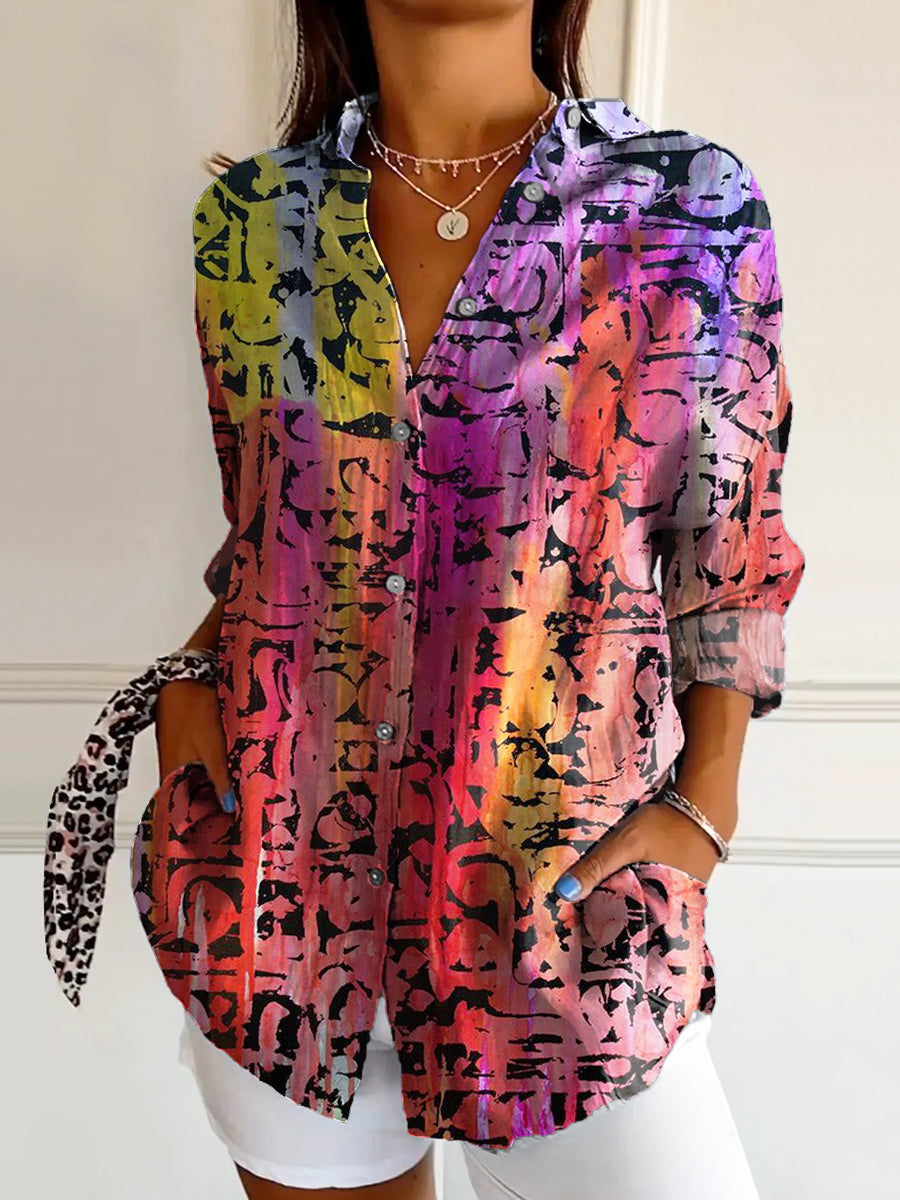 Women's Art Painting Hippie Print Long Sleeve Shirt