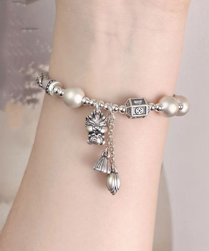Silk Sterling Silver Agate Tassel Charm Bracelet