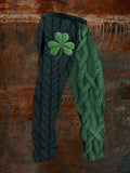 Men's Shamrock Embroidered Jacquard Cozy Sweatpants artswardrobe
