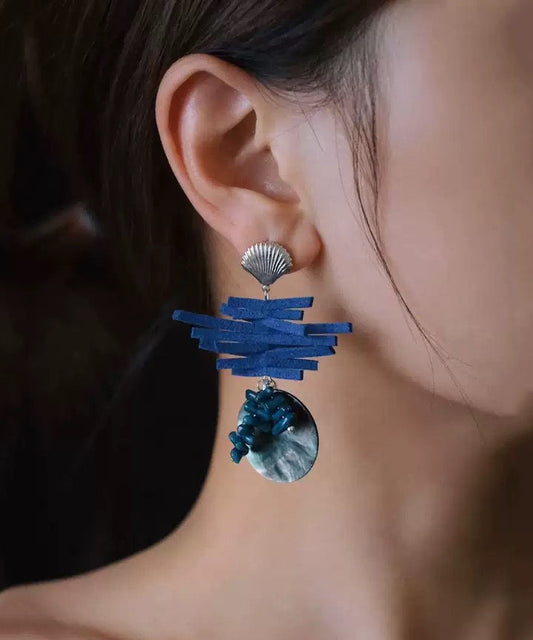 Blue Sterling Silver Asymmetrical Drop Earrings
