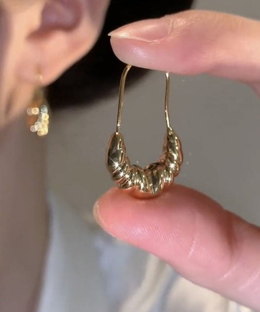 Gold Copper Overgild Croissant Hoop Earrings