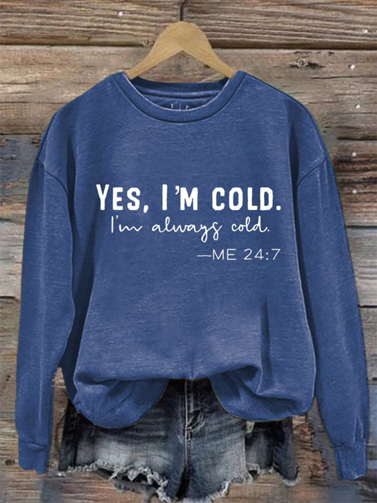 Comstylish Women's Christmas I'm Cold Print Casual Sweatshirt