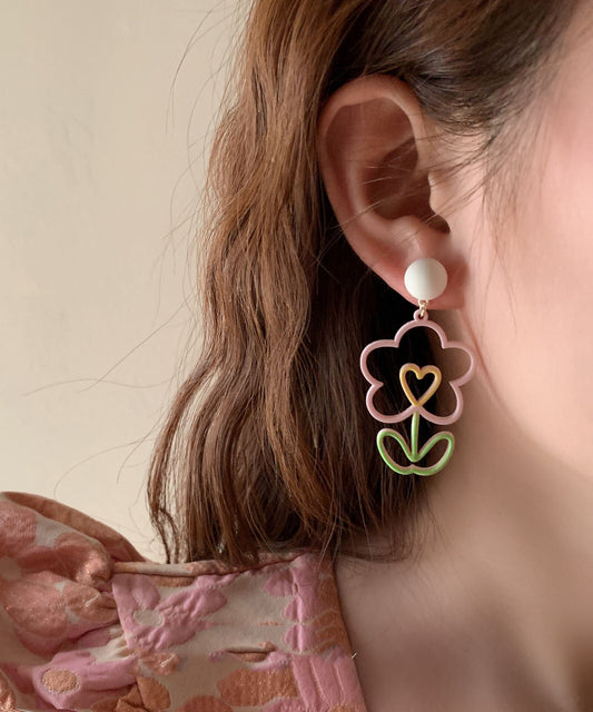 Colorblock Alloy Hoop Earrings