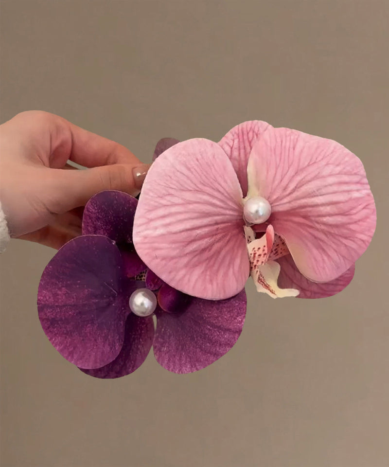 Diy Colorblock Alloy Pearl Butterfly Orchid Hairpin
