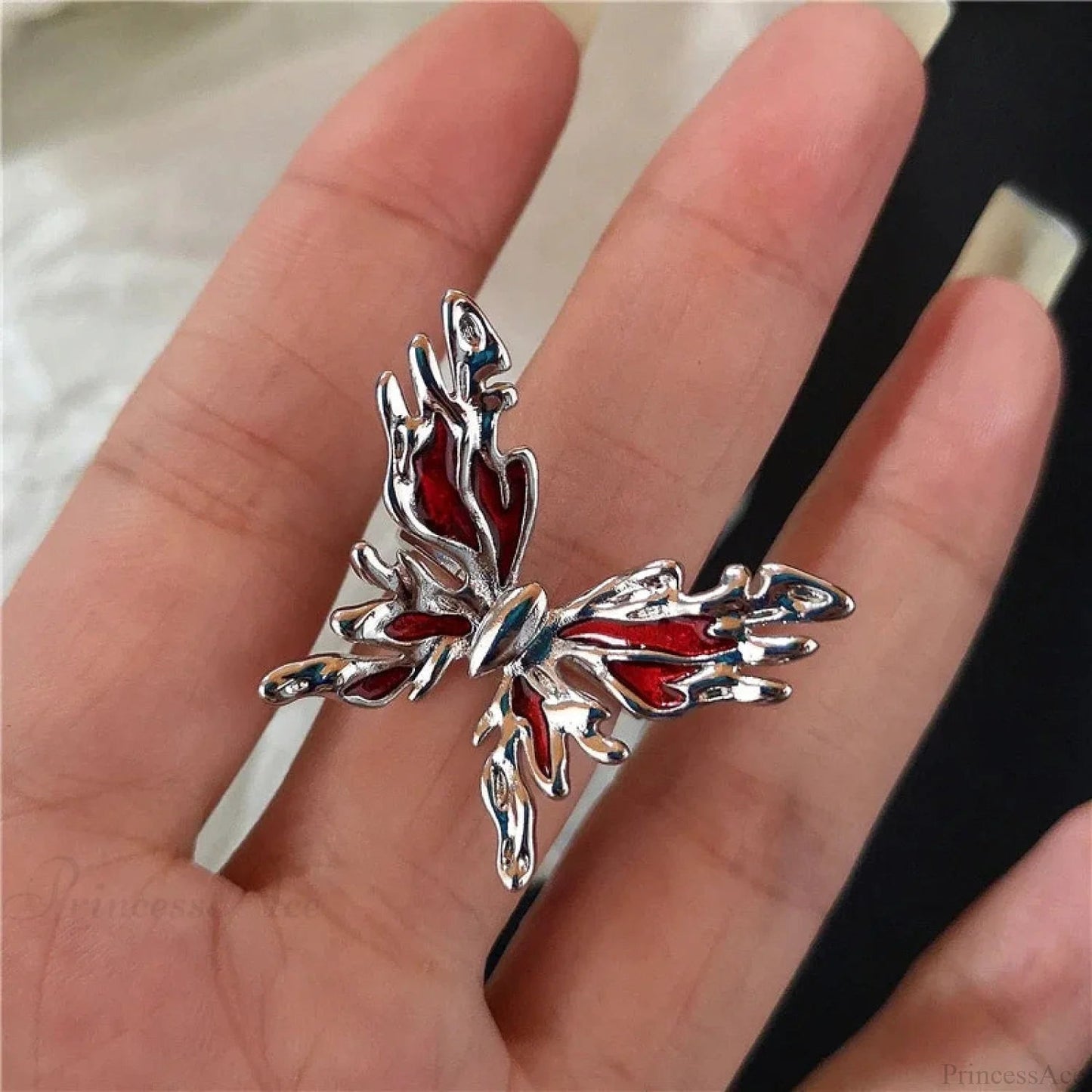 Dark Rebel Crimson Gem Cross Ring