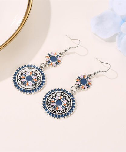 Retro Silk Sterling Silver Alloy Cloisonne Drop Earrings