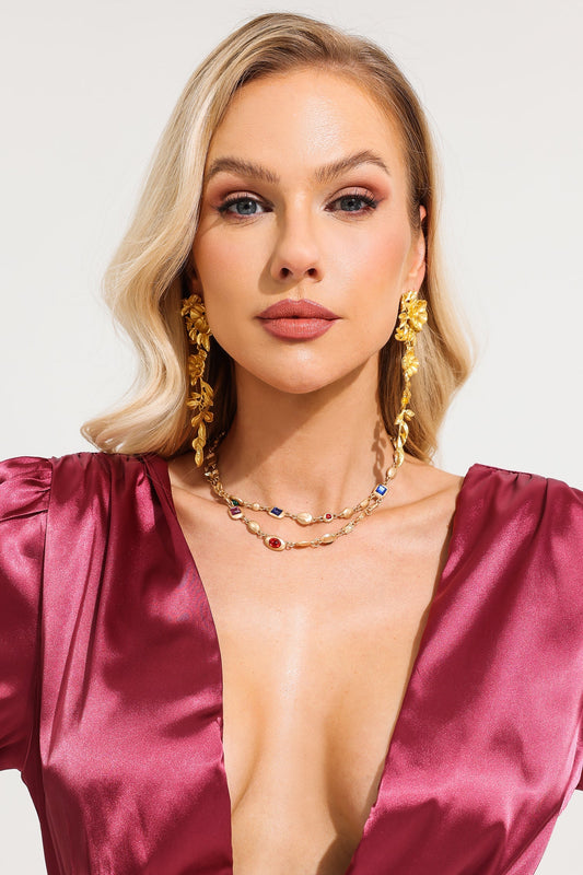 Metal 3d Flower Earrings