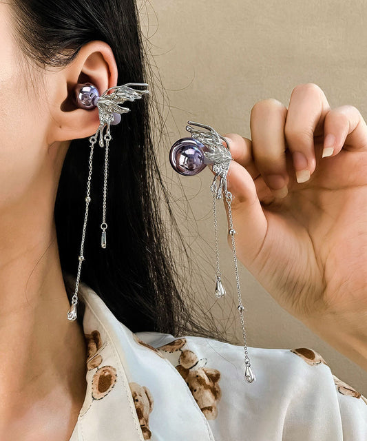 Silk Copper Butterfly Tassel Drop Earrings