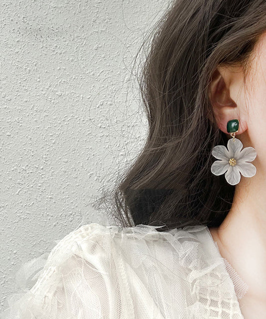 White Copper Alloy Drip Glaze Drop Earrings