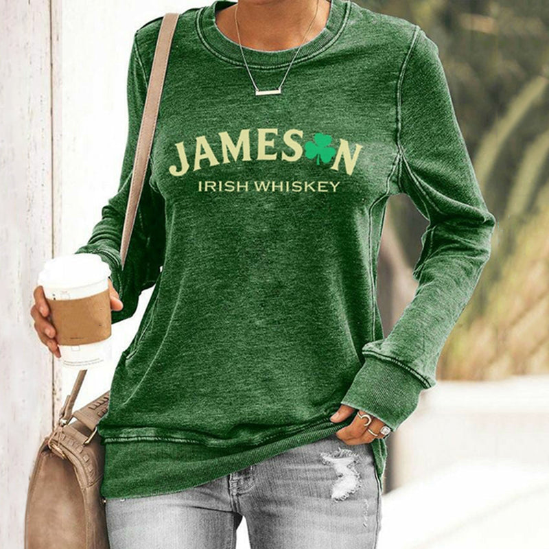 Comstylish Women's St. Patrick’s Day Jameson Irish Whiskey Print Casual Sweatshirt