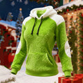 Comstylish Women's Casual Plush Contrast Color Stitching Christmas Sweatshirt