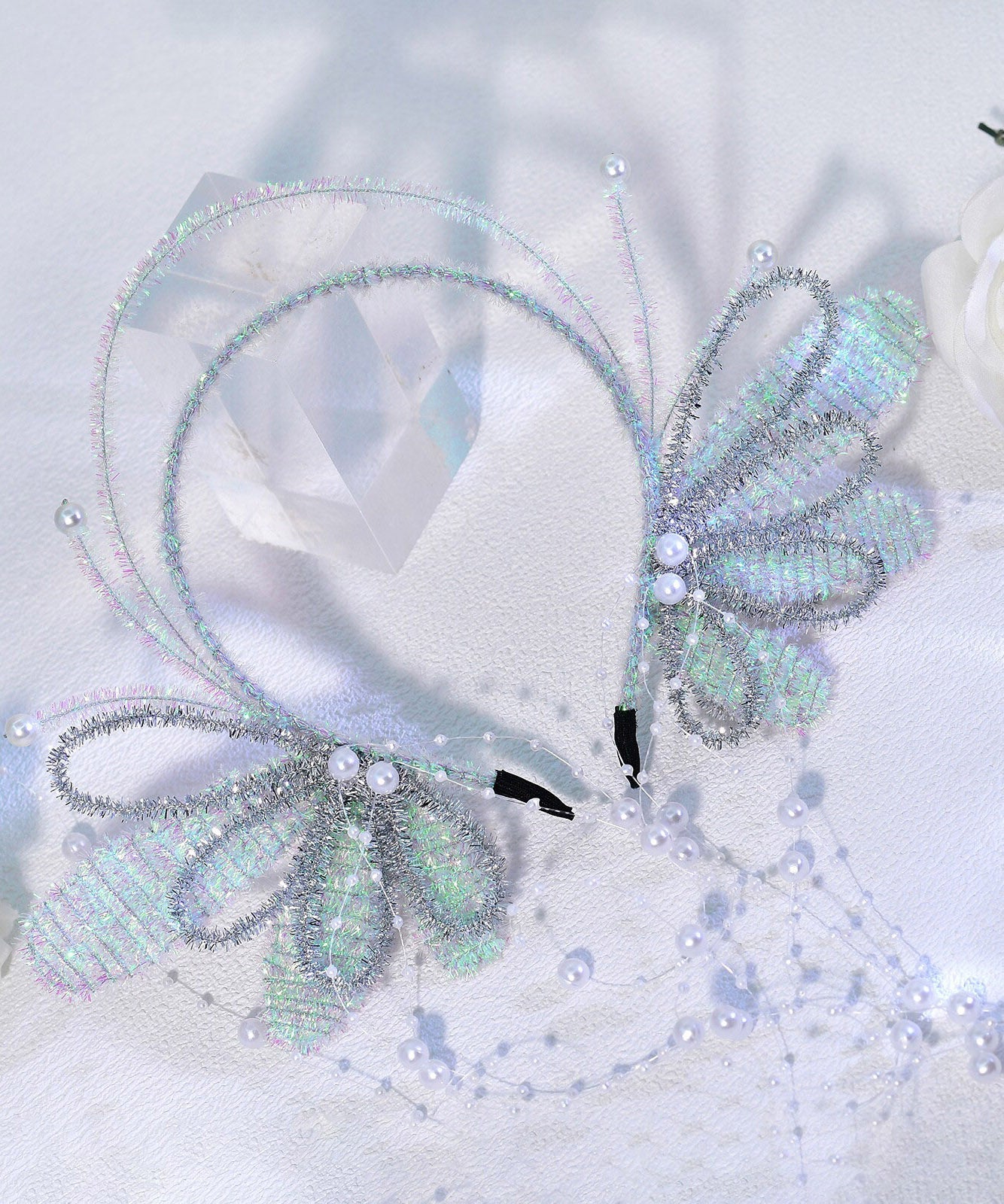 Original Design Blue Pearl Wing Tassel Hairpiece