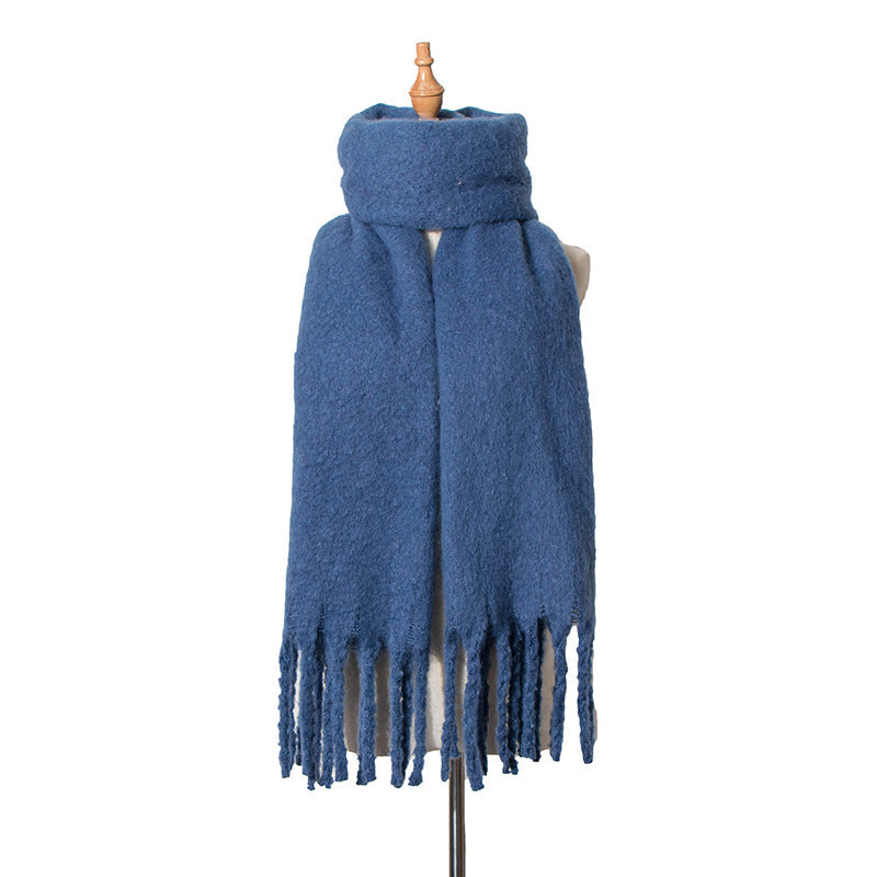 Vintage Thick Fringed Solid Color Scarf elevenforest