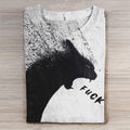 A Cat Yelling Fuck Print Casual T-Shirt elevenforest
