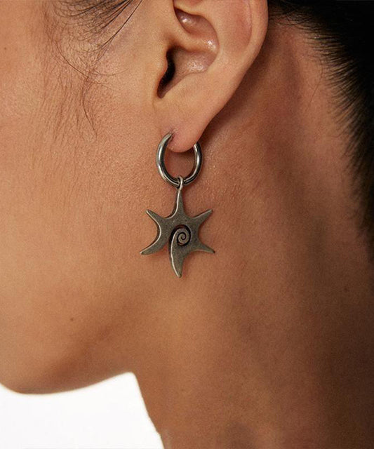 Silk Stainless Steel Alloy Star Wortex Hoop Earrings