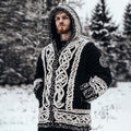 Men's Viking Tribal Celtic Jacquard Chunky Knit Zipper Hooded Cardigan artswardrobe
