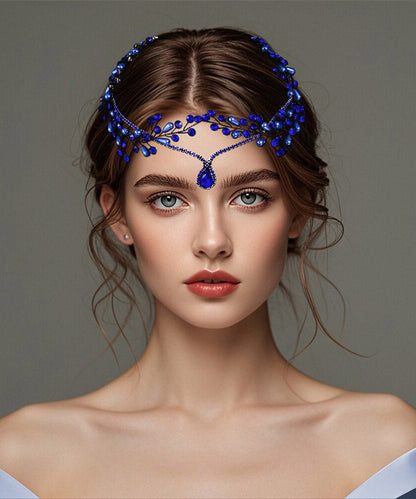 Blue Zircon Water Dropl Pearl Hairpiece