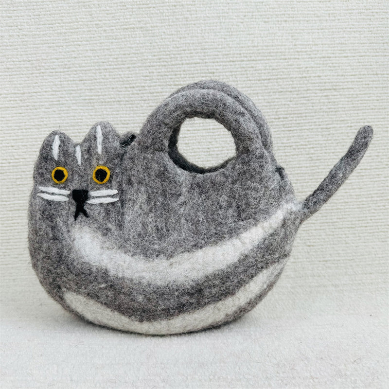Comstylish Lovely Cat Inspired Handmade Felt Handbag