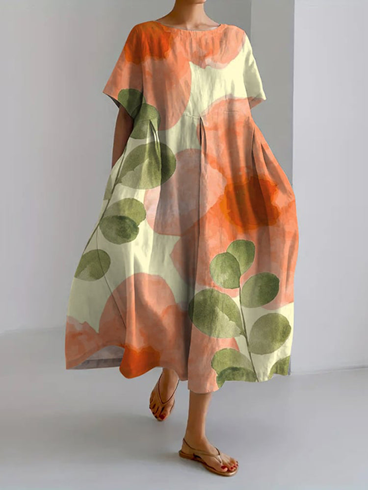 Women's Botanical Floral Printed Casual Loose Dress