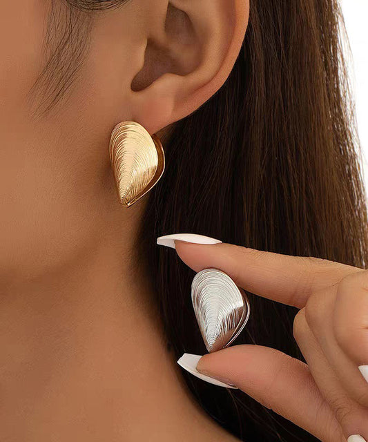 Fine Gold Copper Overgild Shell Thread Stud Earrings