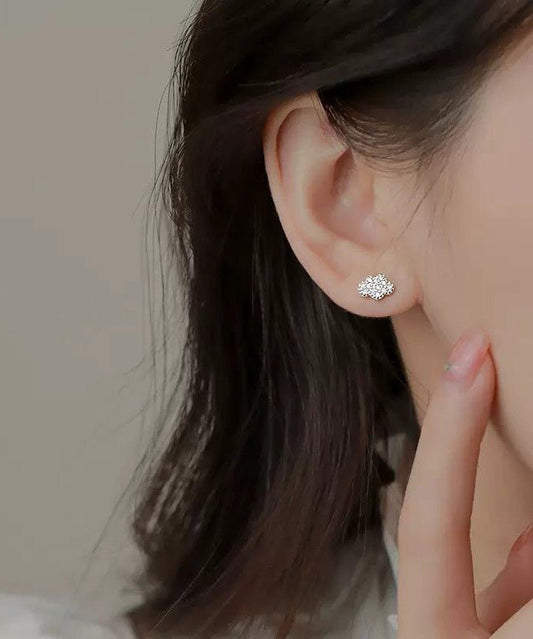 White Sterling Silver Zircon Clouds Stud Earrings