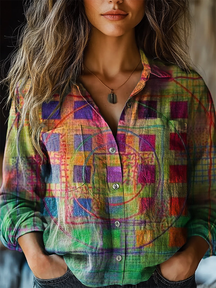 Women's Vintage Bohemian Patterns Art Print Casual Long Sleeve Comfort