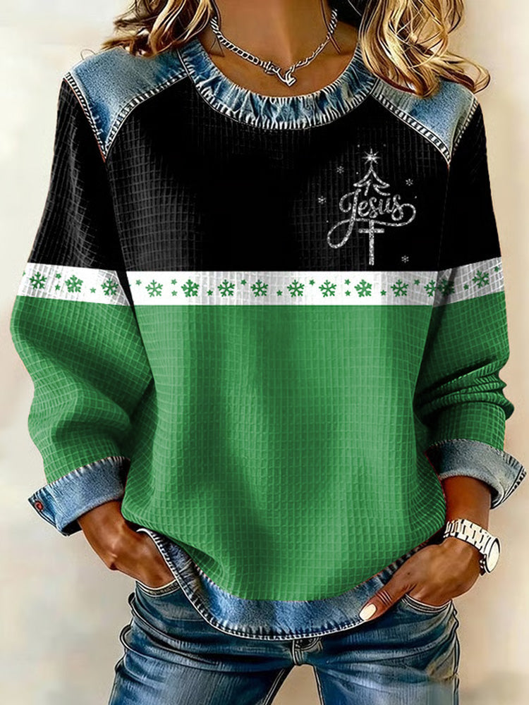 Comstylish Women's Faith Cross Christmas Print Casual Sweatshirt
