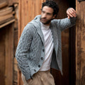 Men's Scotland Knit Aran Jumper Vintage Hooded Cardigan artswardrobe
